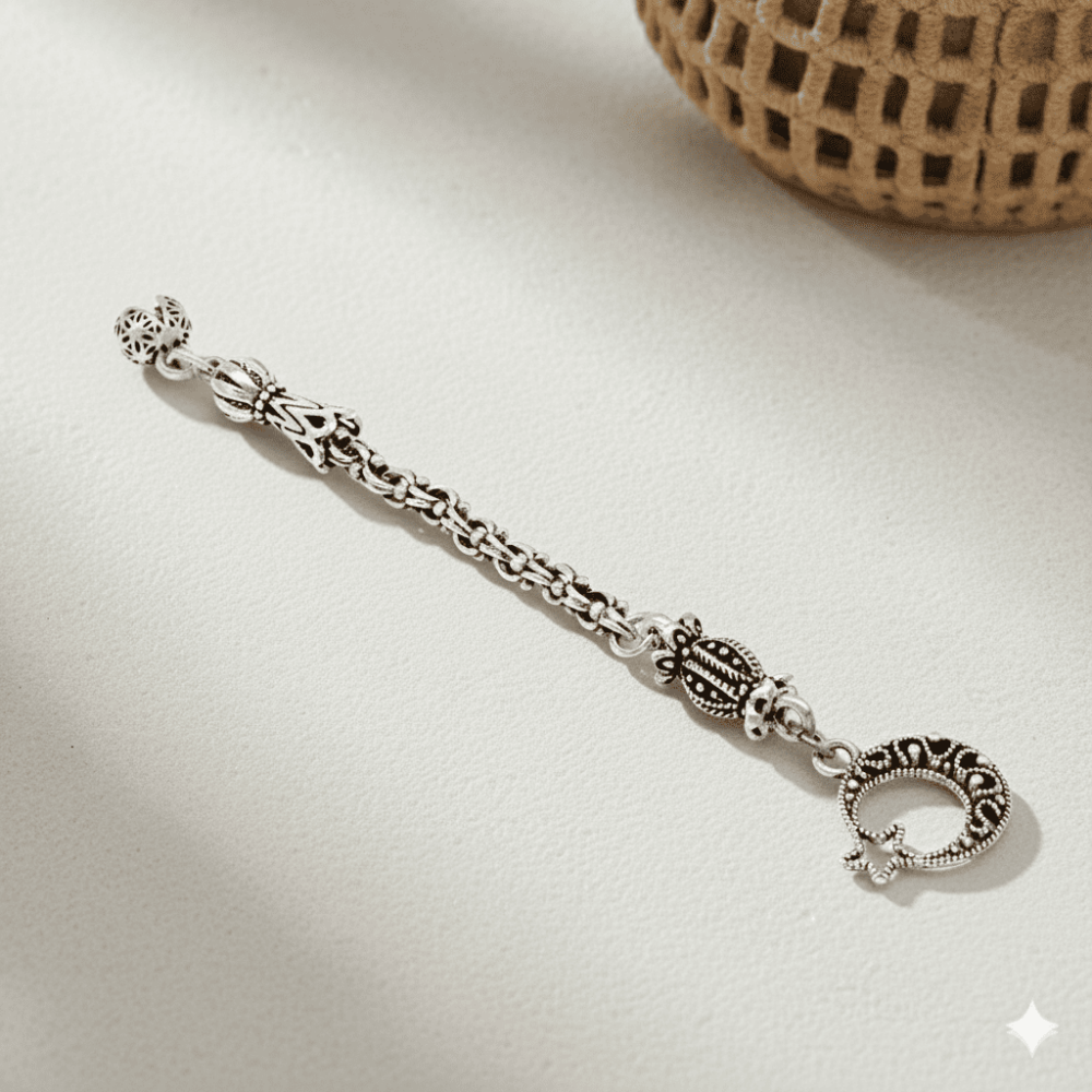 Telkari Ayyıldız Zafer Temalı Arnavut Zincirli Tek Kamçılı Kararmaz Metal Püskül - 1