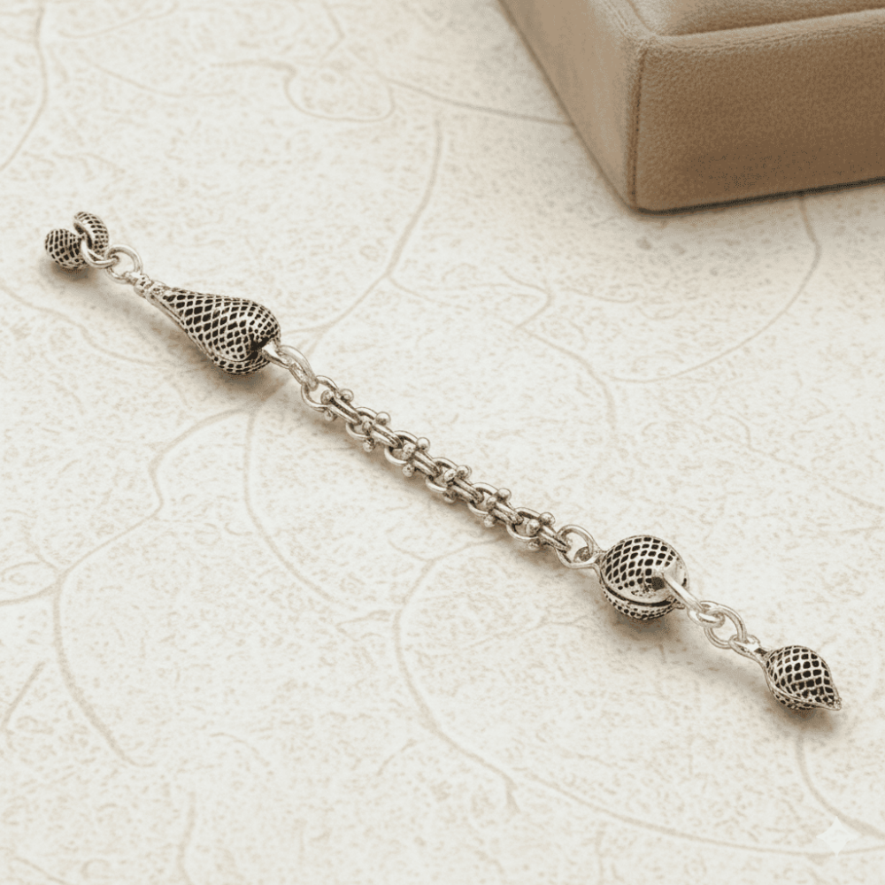 Telkari Tasarım Gümüş Renk Arnavut Zincirli Tek Kamçılı Kararmaz Metal Püskül - 3