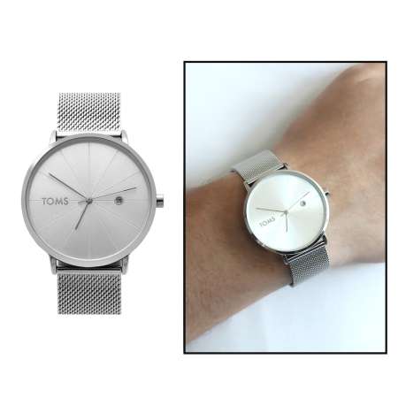 Toms Gümüş Renk Hasır Kordonlu Erkek Kol Saati TH-T1898C-952-A - Tesbihane