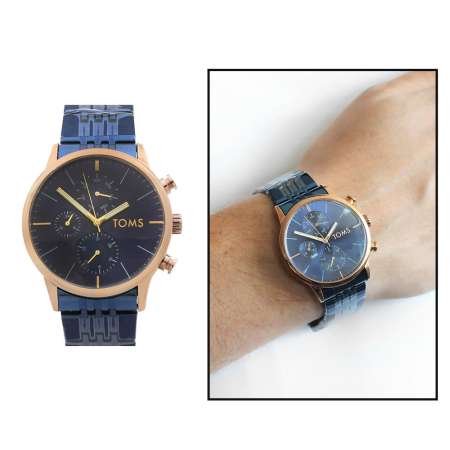 Toms Lacivert Renk Çelik Kordonlu Erkek Kol Saati TH-TM1911A-1018-T - Tesbihane