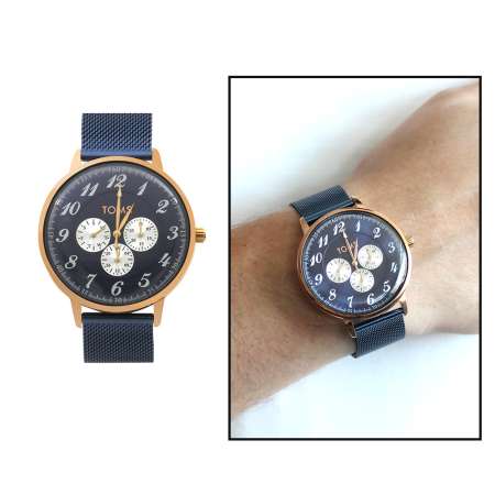 Toms Lacivert Renk Hasır Kordonlu Erkek Kol Saati TH-T1898C-952-A - Tesbihane