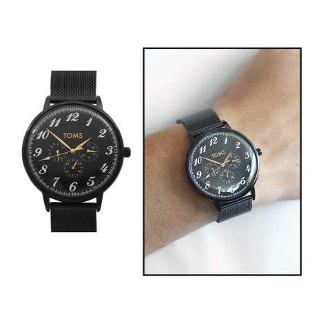 Toms Siyah Renk Hasır Kordonlu Erkek Kol Saati TH-TM1800C-989-G - Tesbihane