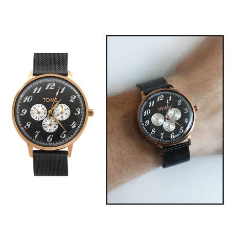 Toms Siyah Renk Hasır Kordonlu Erkek Kol Saati TH-TM1800C-989-R - Tesbihane