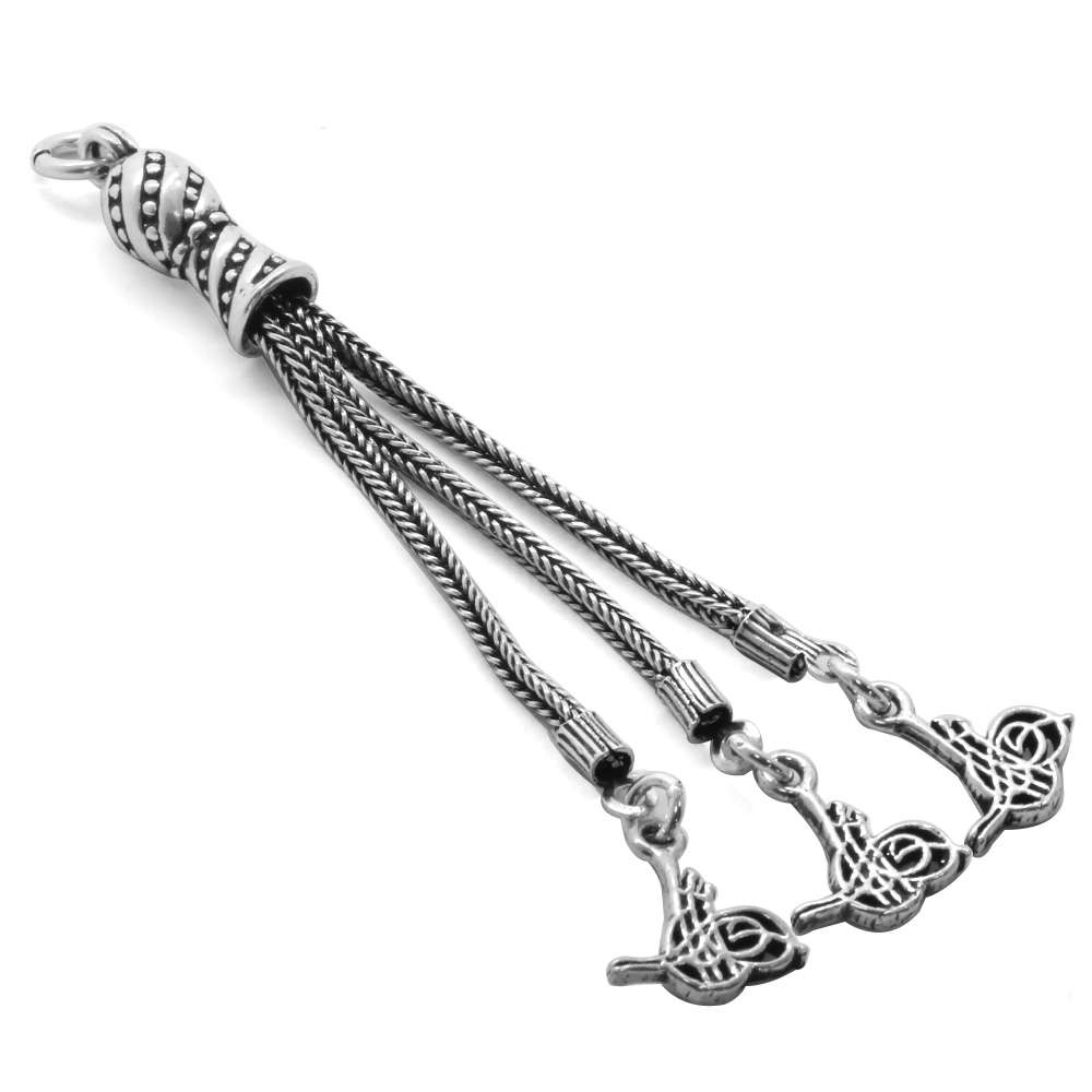 Tuğra Tasarım Üç Kamçılı 925 Ayar Gümüş Püskül - 2