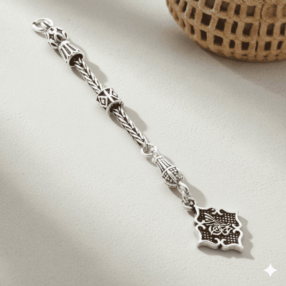 Tuğra Tasarım Kalın Zincirli 925 Ayar Gümüş Püskül - 1