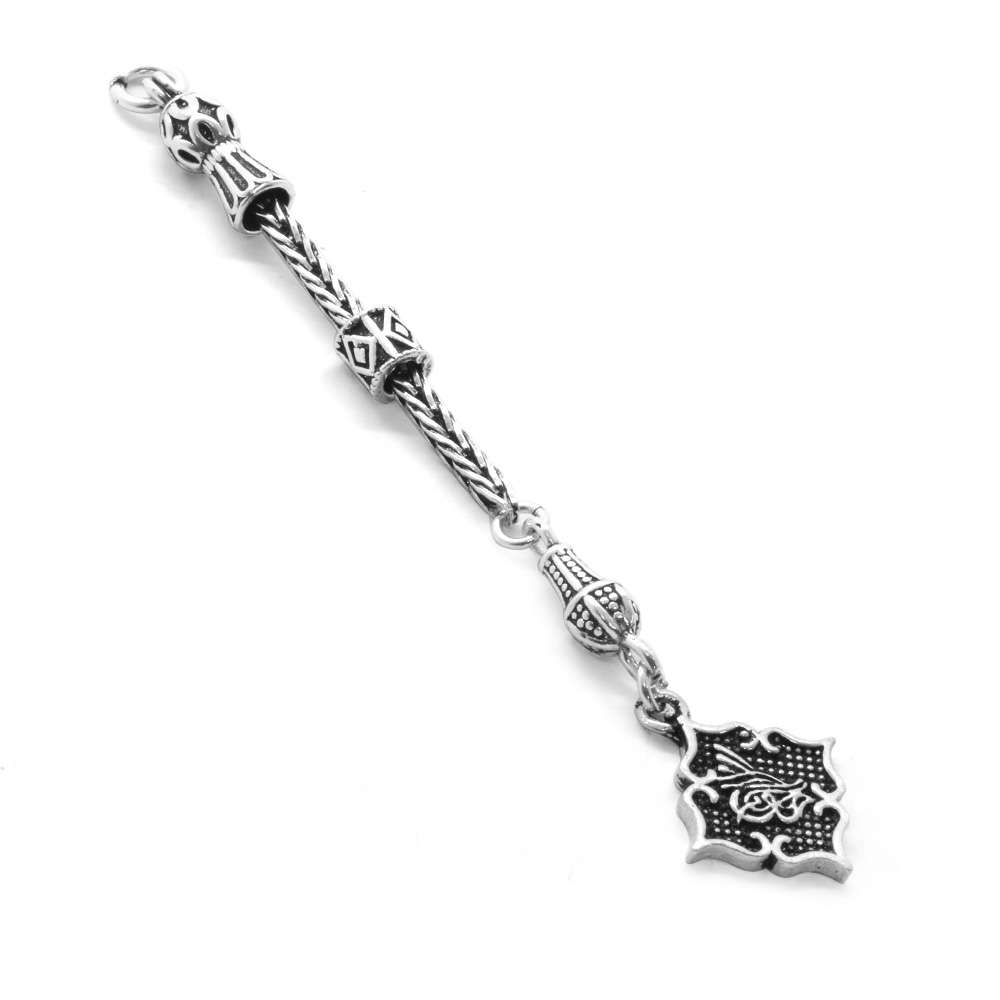 Tuğra Tasarım Kalın Zincirli 925 Ayar Gümüş Püskül - 2