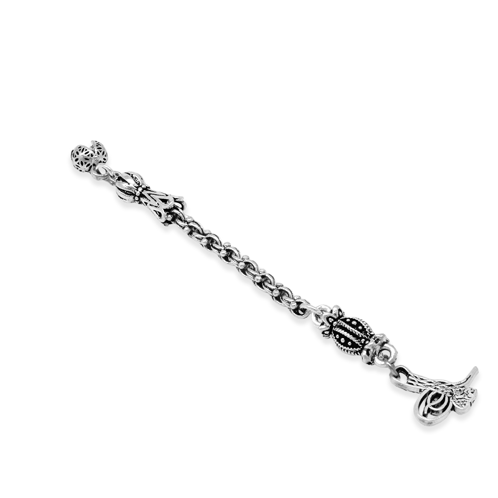 Tuğra Temalı Arnavut Zincirli Tek Kamçılı Kararmaz Metal Püskül - 2