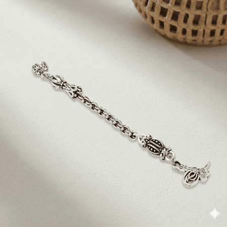 Tuğra Temalı Arnavut Zincirli Tek Kamçılı Kararmaz Metal Püskül - Tesbihane