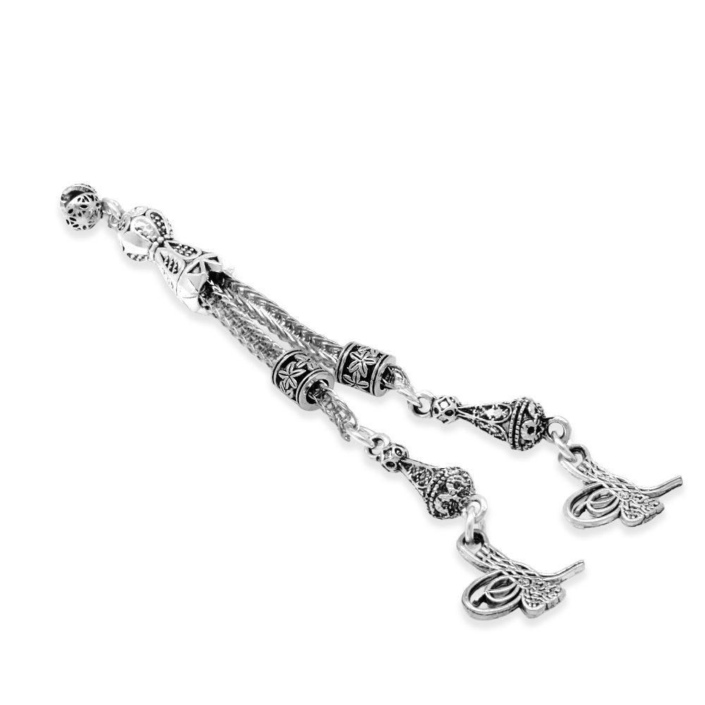 Tuğra Temalı Foxtail Zincirli Çift Kamçılı Kararmaz Metal Püskül - 2