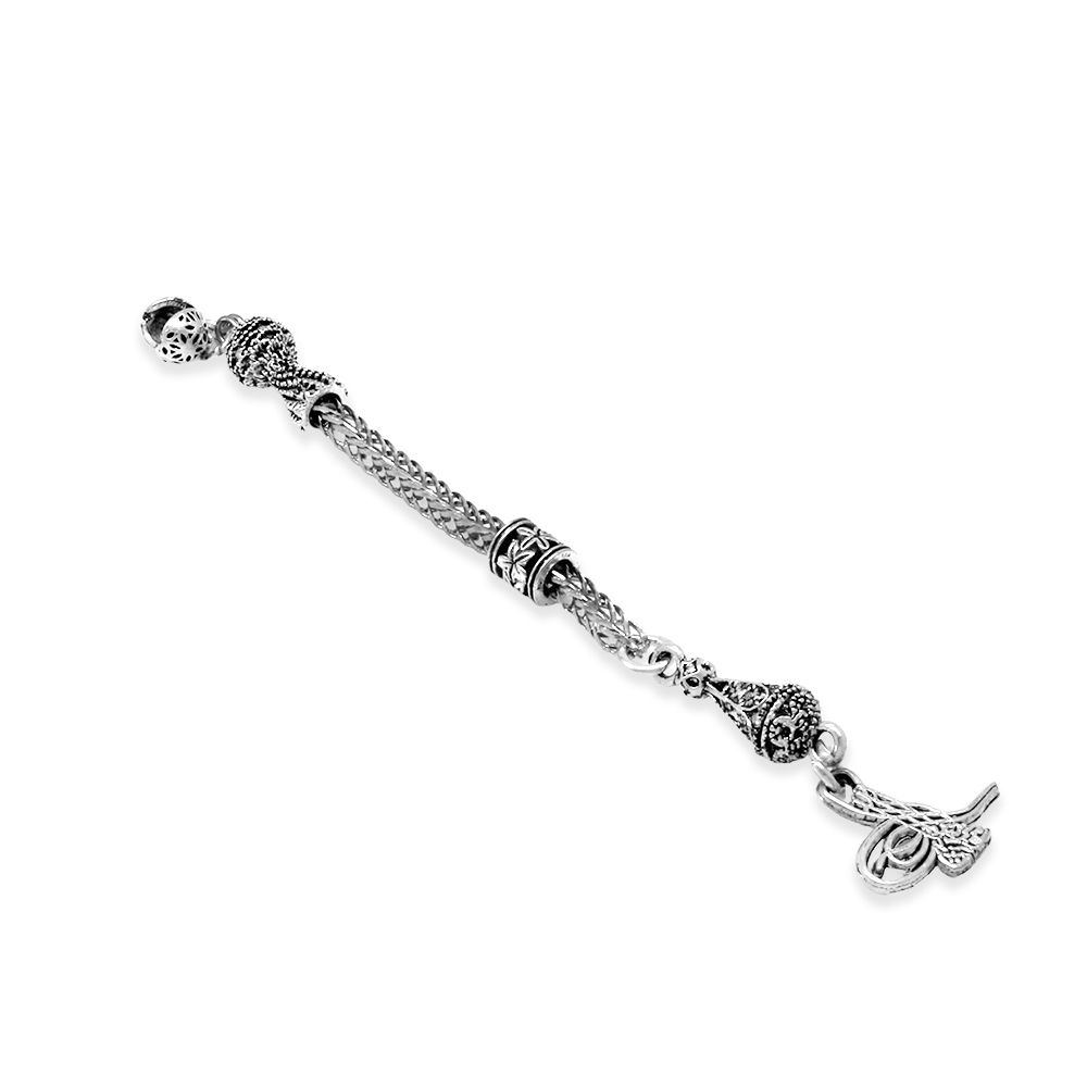 Tuğra Temalı Foxtail Zincirli Temalı Tek Kamçılı Kararmaz Metal Püskül - 2