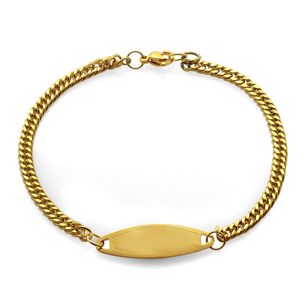 Çelik Zincirli Altın Renk İsme Özel Yazılı Kadın Bileklik - 6