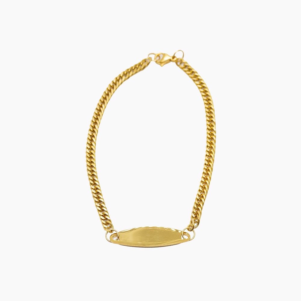 Çelik Zincirli Altın Renk İsme Özel Yazılı Kadın Bileklik - 7