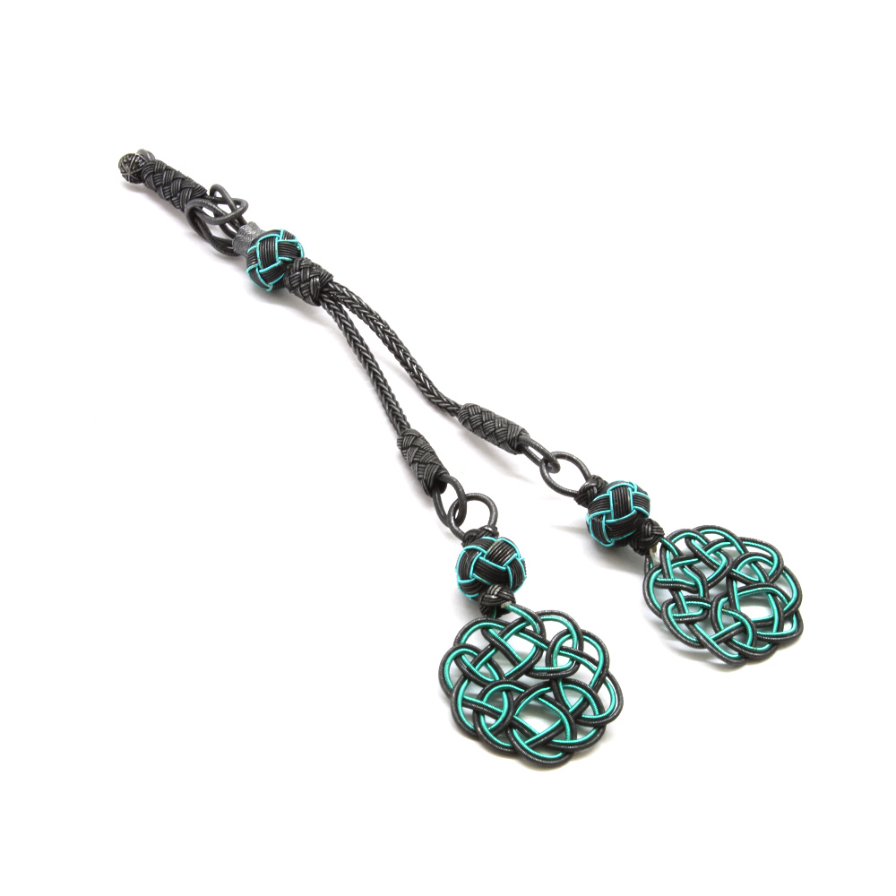 Turkuaz Siyah Renk 1000 Ayar Gümüş 2 li Kazaz Püskül - 2