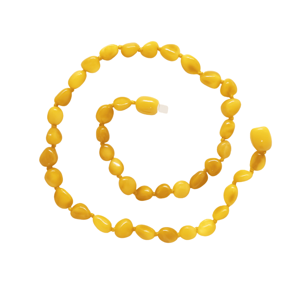 Turuncu Renk Doğal Form Damla Kehribar Taşlı Bebek Diş Kolyesi - 3