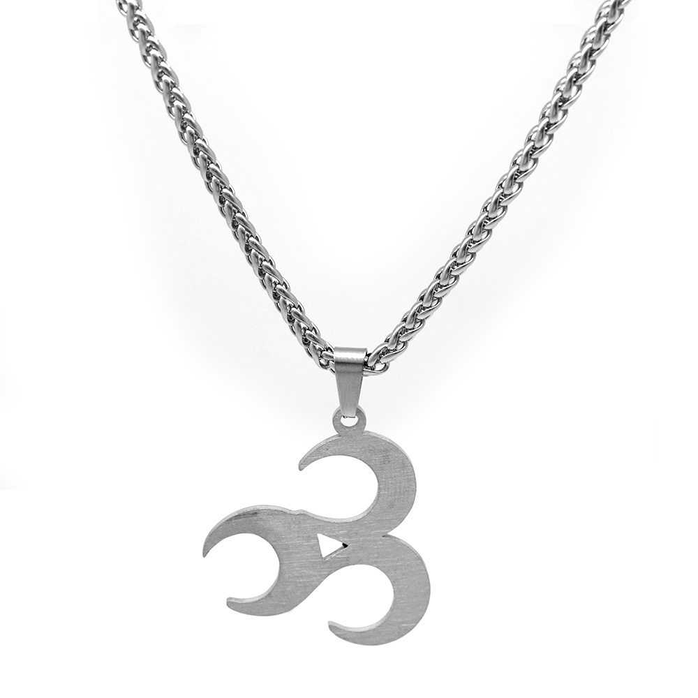 Üç Hilal Tasarım Gümüş Renk Çelik Erkek Kolye - 3