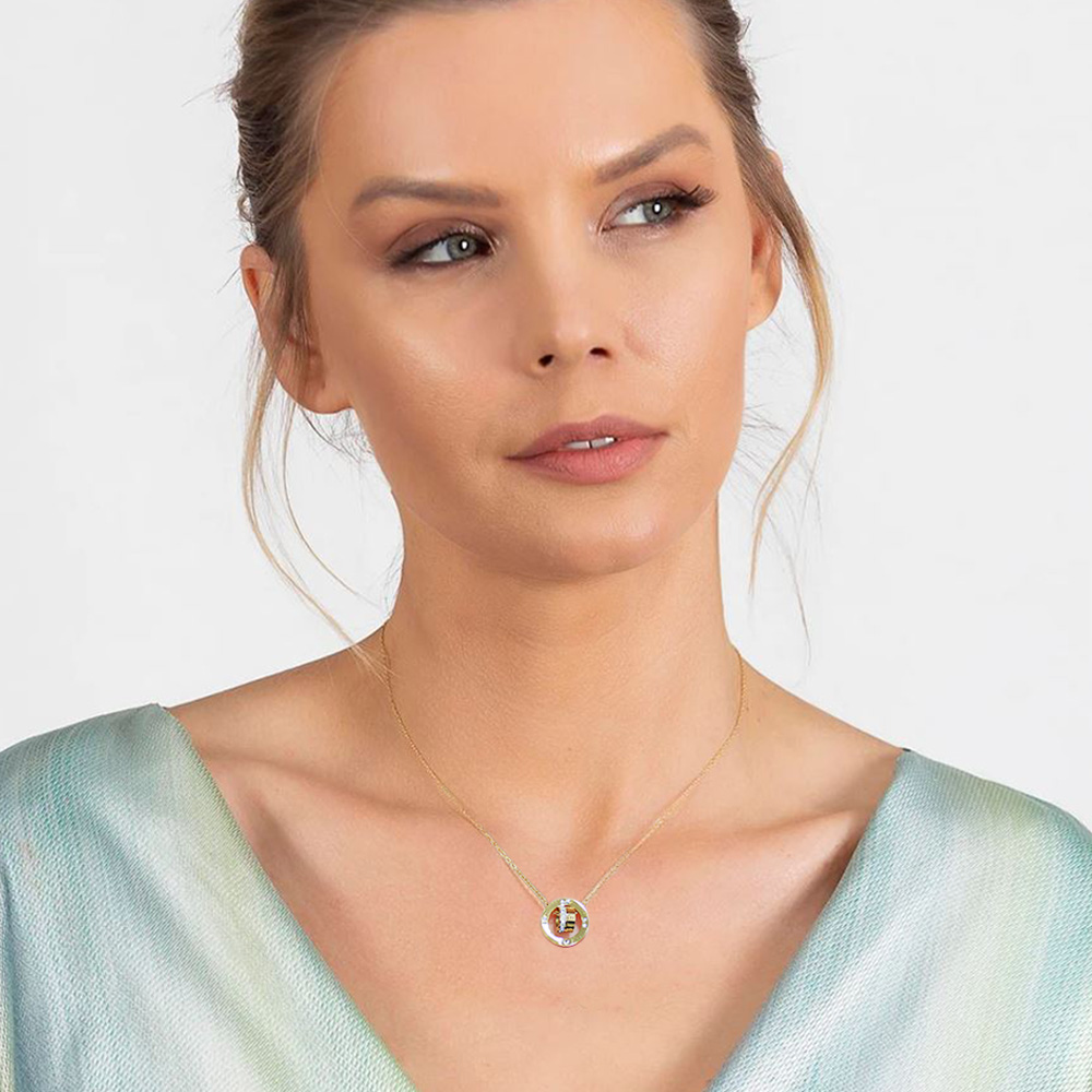 3 lü Halka Tasarım Altın Renk Çelik Kadın Kolye - 7