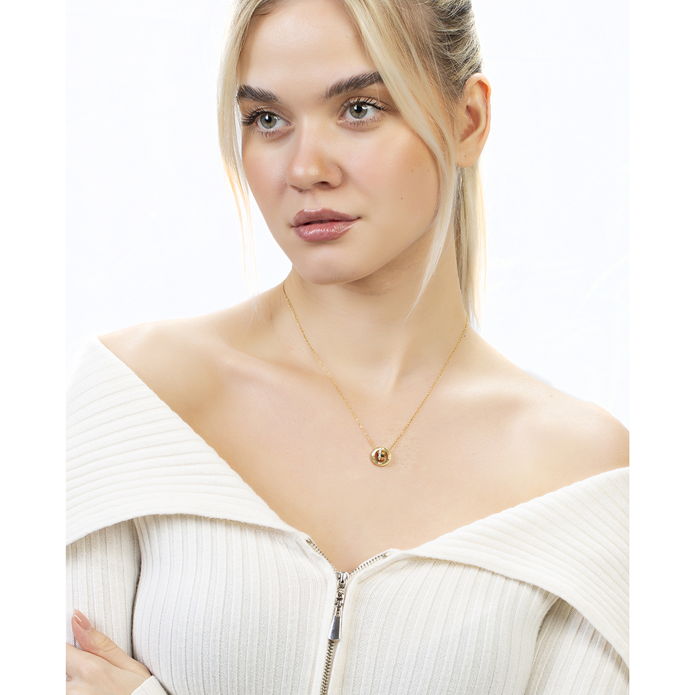 3 lü Halka Tasarım Altın Renk Çelik Kadın Kolye - 2