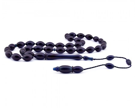 Usta İşçiliği Arpa Kesim Siyah Bakalit Kehribar Tesbih - Tesbihane