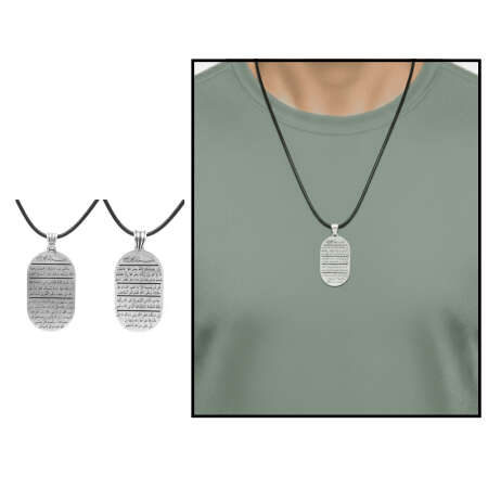 Çaresiz Anlarda Okunması Tavsiye Edilen 7 Ayet Yazılı İp Zincirli 925 Ayar Gümüş Madalyon Kolye - Tesbihane