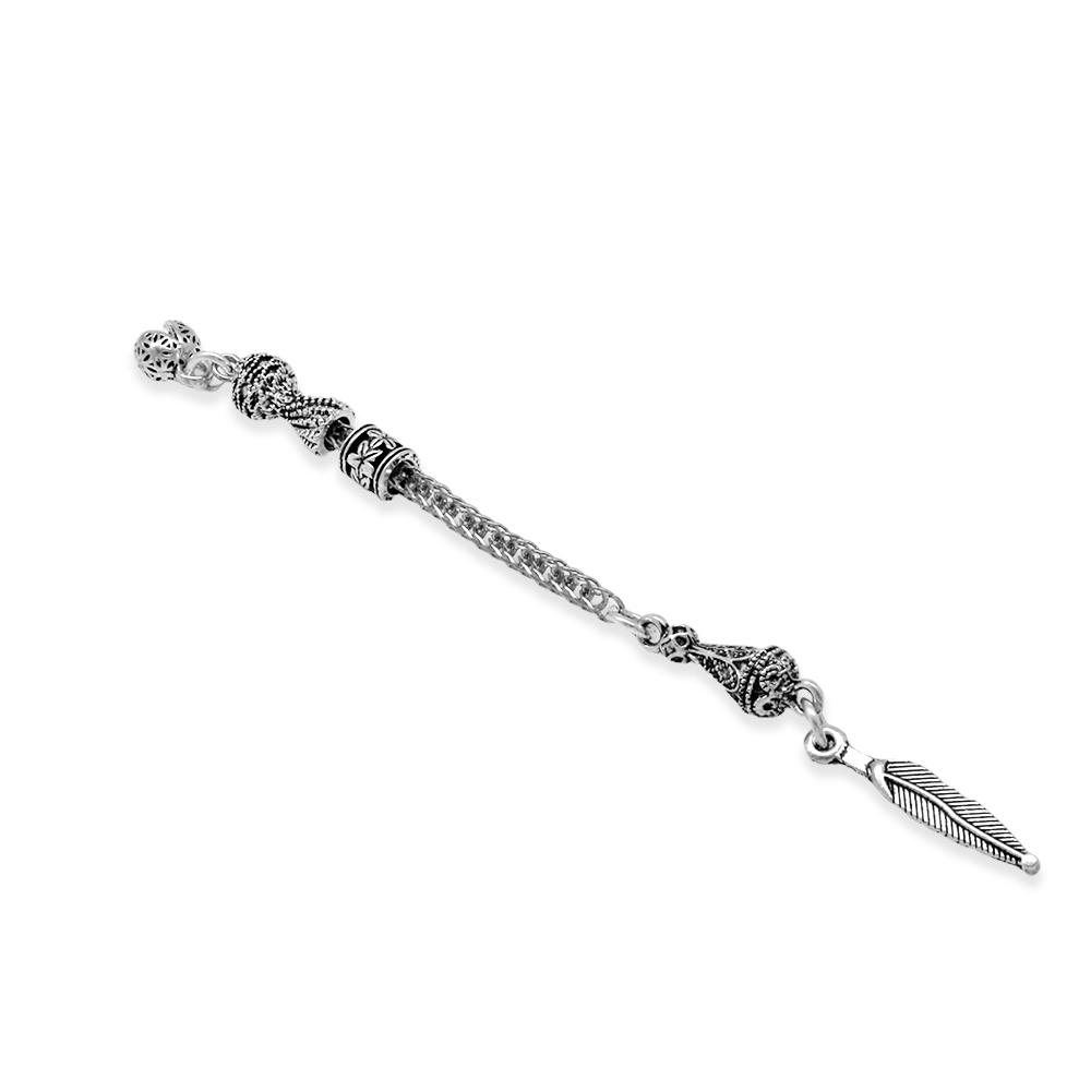 Uzun Yaprak Temalı Foxtail Zincirli Tek Kamçılı Kararmaz Metal Püskül - 2