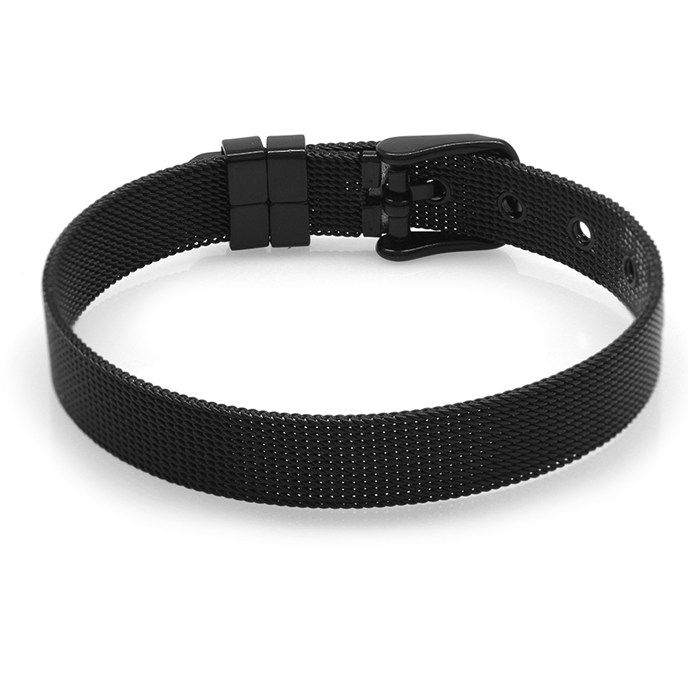 Uzunluk Ayarlı Siyah Renk Çelik Erkek Hasır Bileklik - 3