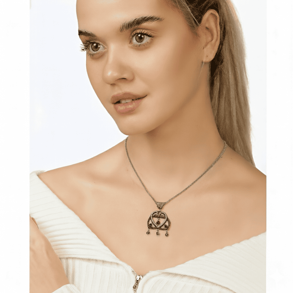 Vav Harfi ve Kalp Tasarım Otantik Kolye - 1