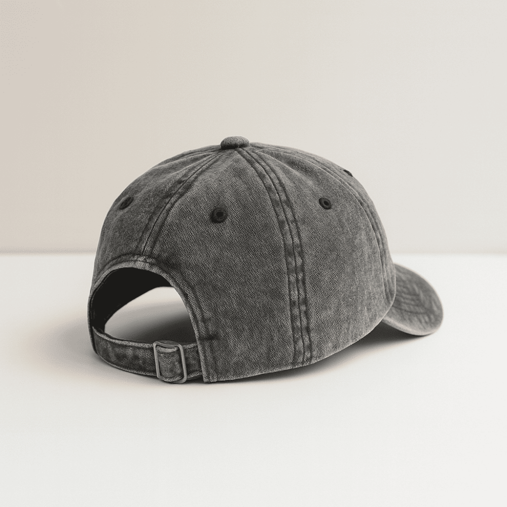 Kişiye Özel Harf Nakışlı Siyah Vintage Stil Eskitme Kumaş Ayarlanabilir Unisex Beyzbol Şapkası - 5