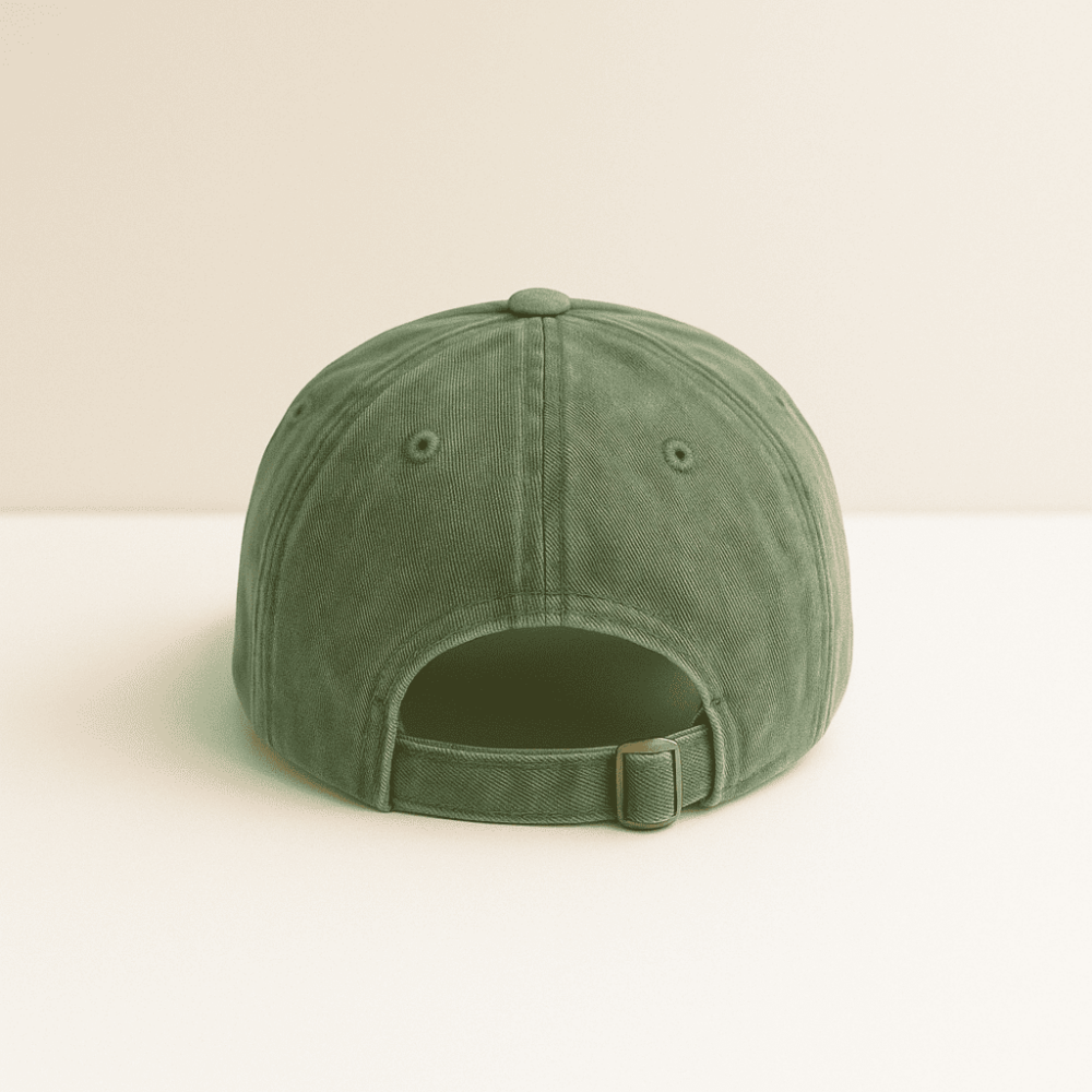 Kişiye Özel Harf Nakışlı Haki Vintage Stil Eskitme Kumaş Ayarlanabilir Unisex Beyzbol Şapkası - 5