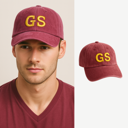 İsme Özel Nakışlı Bordo Vintage Stil Eskitme Kumaş Ayarlanabilir Unisex Beyzbol Şapkası - Tesbihane