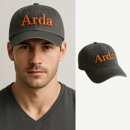 İsme Özel Nakışlı Siyah Vintage Stil Eskitme Kumaş Ayarlanabilir Unisex Beyzbol Şapkası - Tesbihane