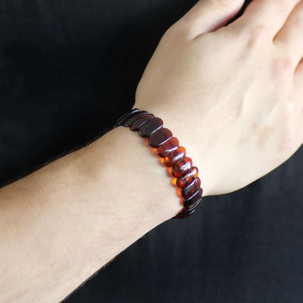Vişne Rengi Doğal Damla Kehribar Rolex Unisex Bileklik - 2
