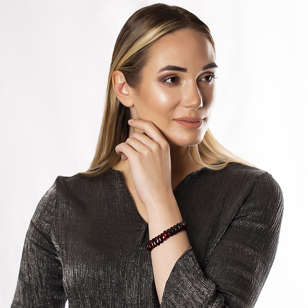 Vişne Rengi Doğal Damla Kehribar Rolex Unisex Bileklik - 2