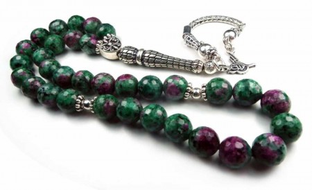 Yakut-Zümrüt Karışımı Rubizeoksit Doğaltaş Tesbih (JLHVC9D2) - Tesbihane