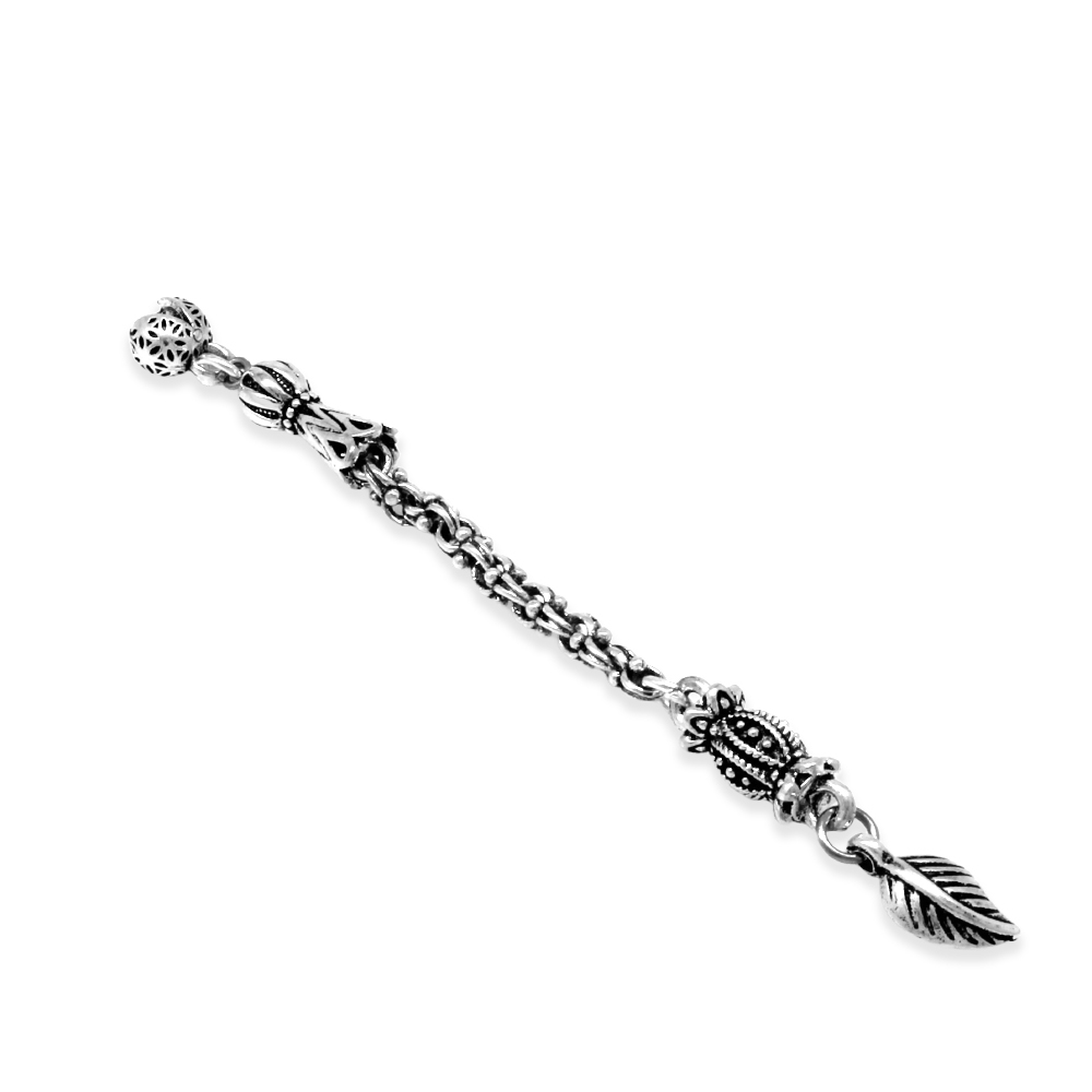 Yaprak Temalı Arnavut Zincirli Tek Kamçılı Kararmaz Metal Püskül - 2