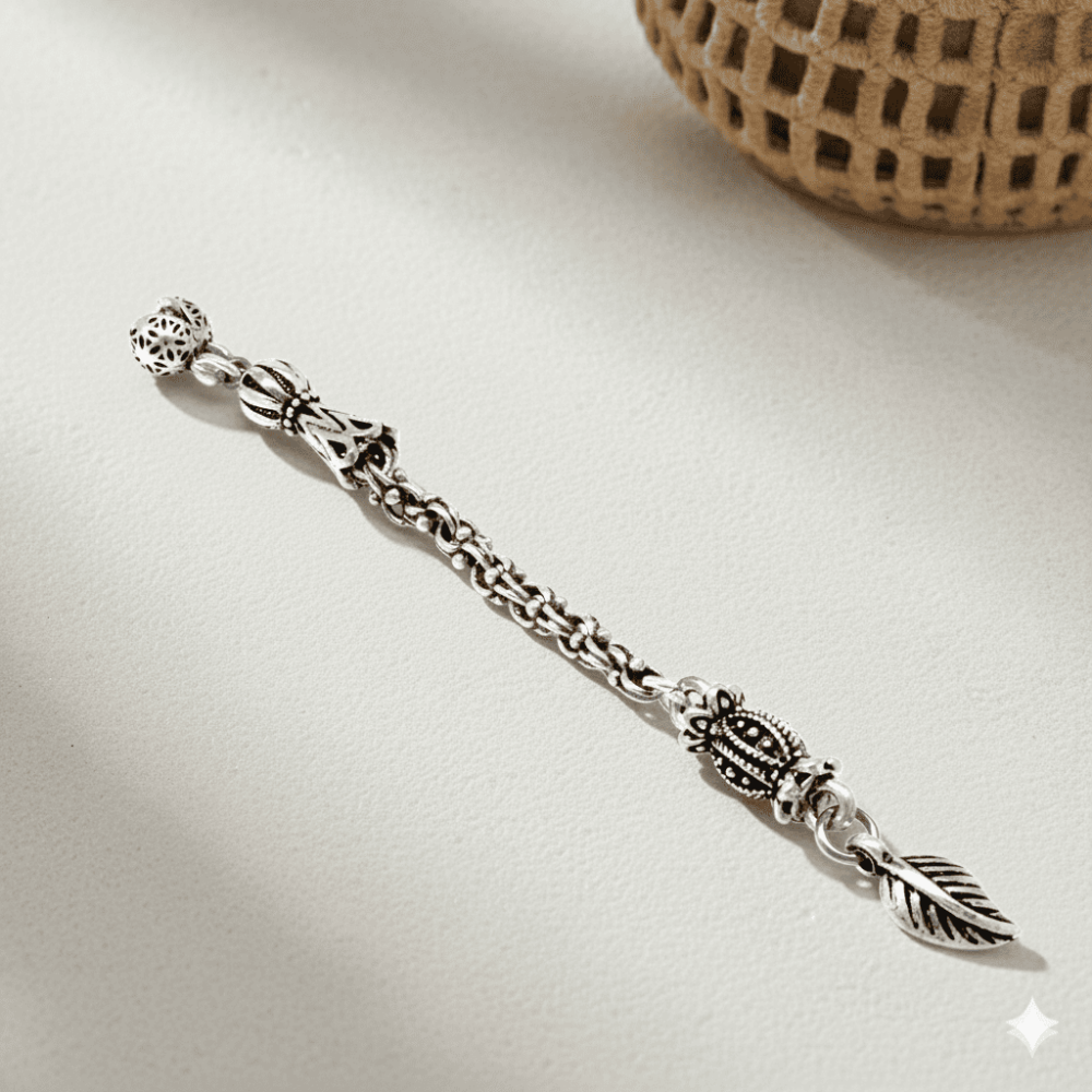 Yaprak Temalı Arnavut Zincirli Tek Kamçılı Kararmaz Metal Püskül - 1