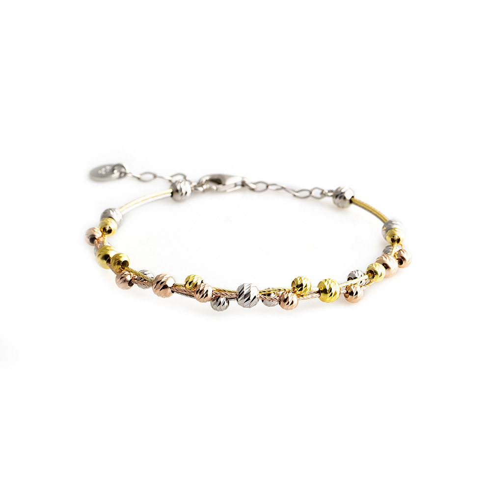 Yarım Tur Üç Renkli 925 Ayar Gümüş Dorika Kadın Bileklik - 5