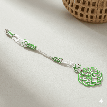 Yeşil Beyaz Renk Bakır Kaplama Kazaz Püskül - Tesbihane