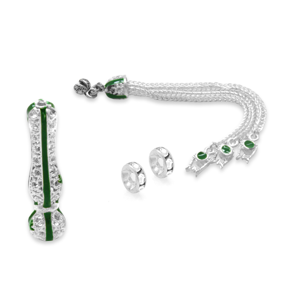 Yeşil Mineli Alpaka Püskül Seti - 1