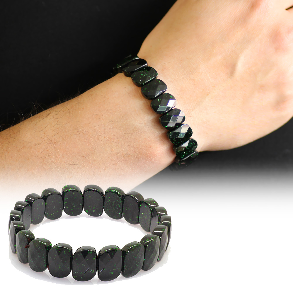 Yeşil Yıldıztaşı Doğaltaş Rolex Erkek Bileklik - 1