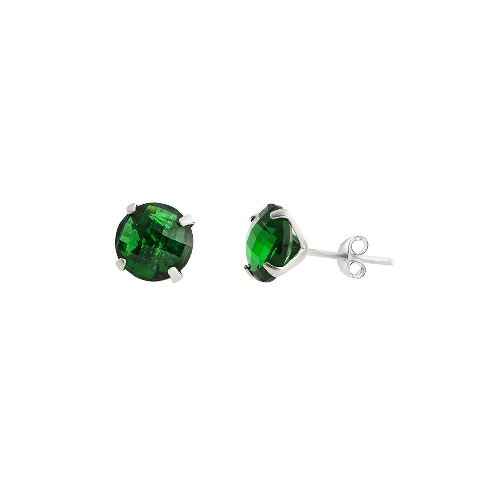 Yeşil Zirkon Taşlı Oval Tasarım 925 Ayar Gümüş Kadın Küpe - 5