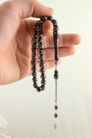 Yoğun Gümüş İşlemeli Gümüş Püsküllü Kuka Tesbih - Tesbihane