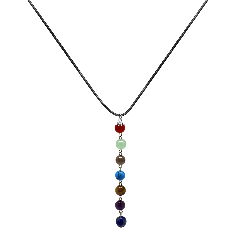 Zarif İp Zincirli Çakra Doğaltaş Kombinli Kadın Başarı Kolyesi - 6