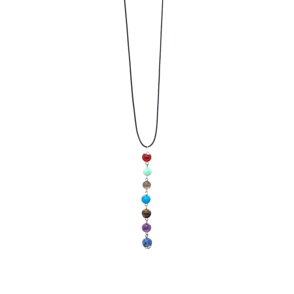 Zarif İp Zincirli Çakra Doğaltaş Kombinli Kadın Başarı Kolyesi - 7