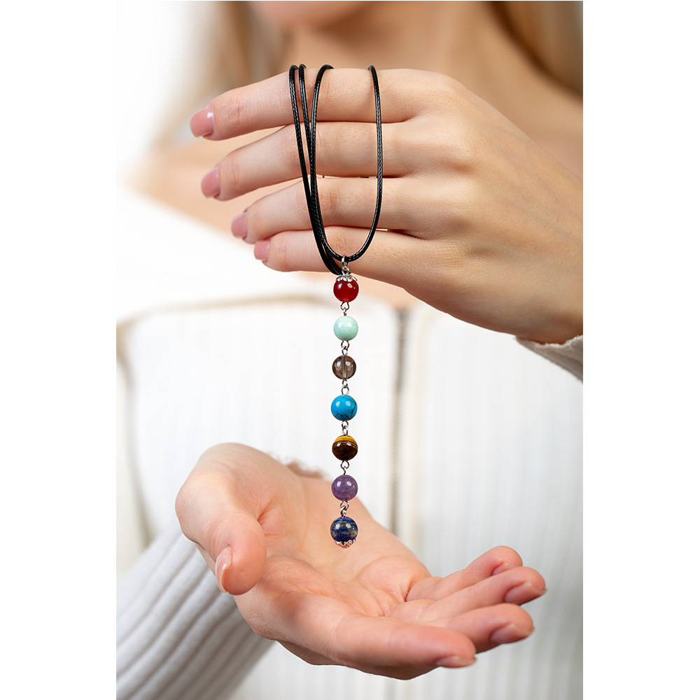 Zarif İp Zincirli Çakra Doğaltaş Kombinli Kadın Başarı Kolyesi - 5