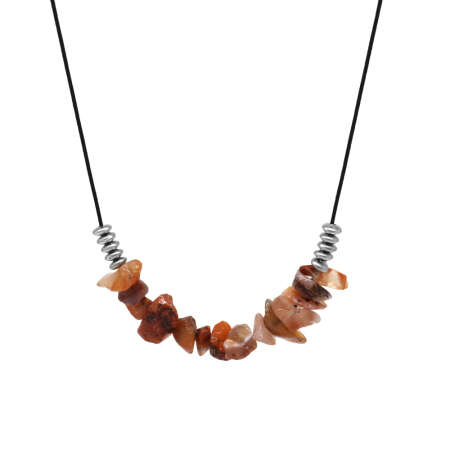 Zarif İp Zincirli Doğal Form Akik Doğaltaş Kadın Kolye - Tesbihane