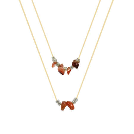 Zarif İp Zincirli Doğal Form Akik Doğaltaş Oğlak Burcu Kadın Kolye - Tesbihane