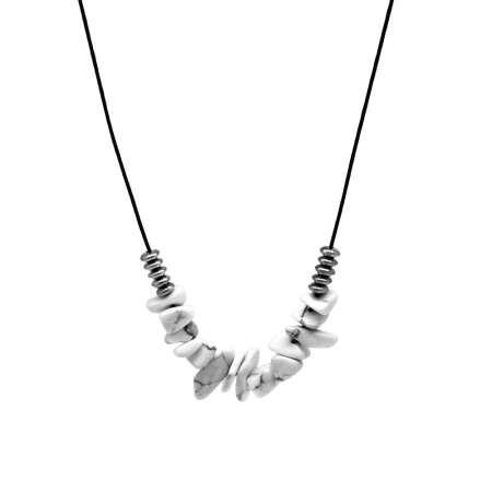 Zarif İp Zincirli Doğal Form Havlit Doğaltaş Kadın Kolye - Tesbihane