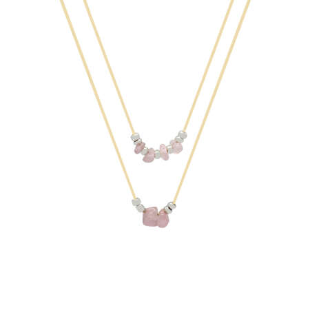 Zarif İp Zincirli Doğal Form Pembe Kuvars Doğaltaş Akrep Burcu Kadın Kolye - Tesbihane