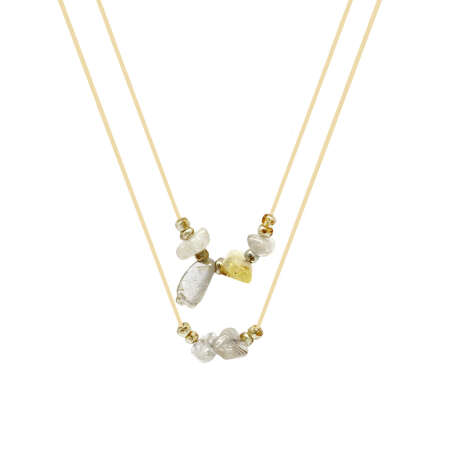 Zarif İp Zincirli Doğal Form Sitrin Doğaltaş Koç Burcu Kadın Kolye - Tesbihane