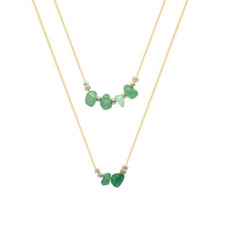 Zarif İp Zincirli Doğal Form Yeşim Taşı Doğaltaş Kova Burcu Kadın Kolye - Tesbihane